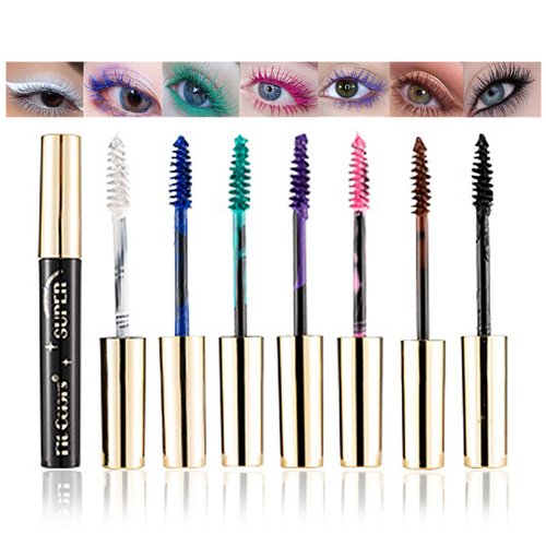 Joyeee Colored Mascara, 7 Colors Colorful Mascara Set, Waterproof and Smudgeproof Longlasting Mascara for Eyelashes, Cruelty Free Vegan Eye Makeup(Black Brown Blue Purple Green White Pink)