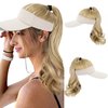 WUODHTW Hat Wig for Women Baseball Cap Wig with Curly Synthetic Hair Extensions Ponytail Cap wig Sun Hat with Hair