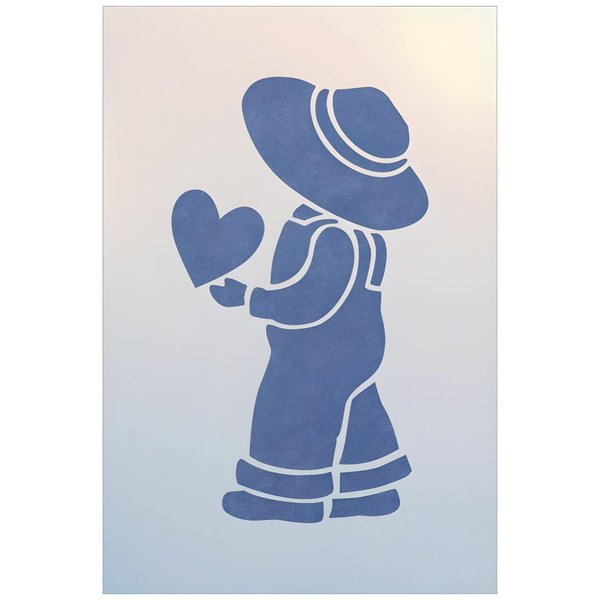 Overall Sam 1 Stencil - 3.5" x 6.2" Children Kids Drawing Sidewalk Chalk Washable Plastic Fun Art DIY Reusable Laser Cut Mylar Template for Painting Home Decor DIY Crafts - The Artful Stencil