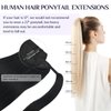 DOORES Ponytail Extension Human Hair clip in hair extensions Jet Black 14 Inch 75g Hair Extensions Clip in Human Hair Straight Wrap Around Ponytail Hair Piece with Magic Paste