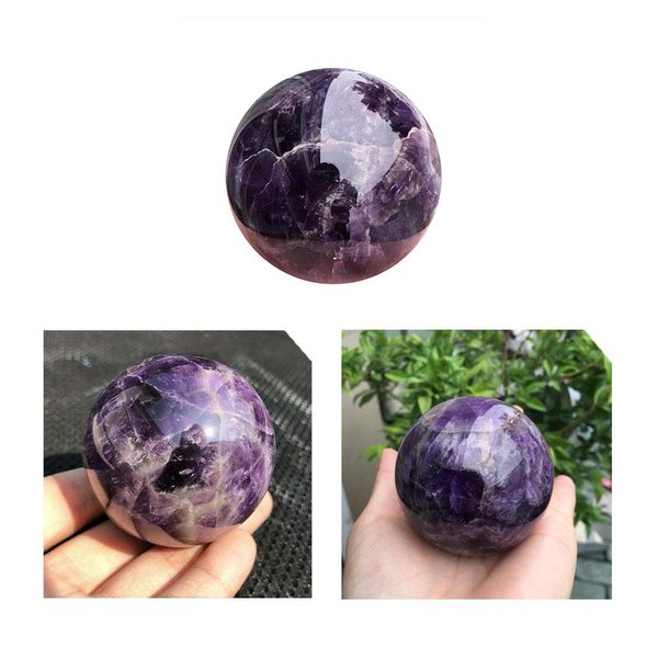 Acxico 1 pcs Natural Dreamy Amethyst Ball Quartz Crystal Sphere Reiki Healing 4.5cm