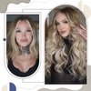 LaaVoo Balayage Tape in Hair Extensions Human Hair 22 Inch Invisible Tape in Extensions Ombre Brown to Ash Blonde with Platinum Blonde Hair Extensions Tape in Human Hair 20pcs/50g