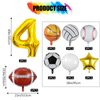 9 Pieces Sports Balloons, Football, Basketball, Baseball, Volleyball, Golf and Soccer Foil Balloon, Sports Birthday Number Mylar Foil Balloon, Sport Theme Birthday Party Supplies Decorations (4th)