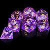 AUSTOR Liquid Core Resin DND Dice Sharp Edge Polyhedral Dice 7-Die DND Dice Set Quicksand Handmade Resin Dice for Dungeons and Dragons RPG MTG Table Games, Violet