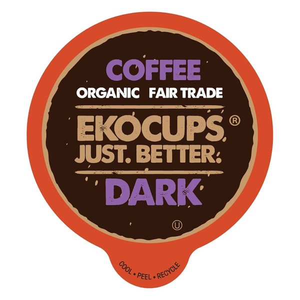 EKOCUPS Organic Dark Roast Coffee Pods, Strong Bold Dark Roast Flavor - USDA Certified Organic - Single Serve Cups for Keurig K Cups Coffee Makers, Box of 40 Recyclable Capsules