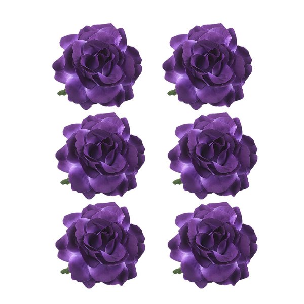Lofruiin Women's 6Pcs Vintage Elegent Rose Flower Hairpin Hair Clip with Brooch for Party Travel Festivals (Dark Purple)