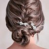 Brishow Bridal Pearl Hair Comb Silver Rhinestone Hair Clip Bride Wedding Hair Accessories Vintage Hairpiece for Women and Girls 2 Pieces (Silver)