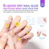 Saviland Nail Glue: 5s Dry Fast Super Strong Nail Glue for Press Ons Natural Brush-on Nail Glue for Acrylic Nails Fake Nail Tips French Manicure Salon Nail Glue for Beginners at Home 10ml