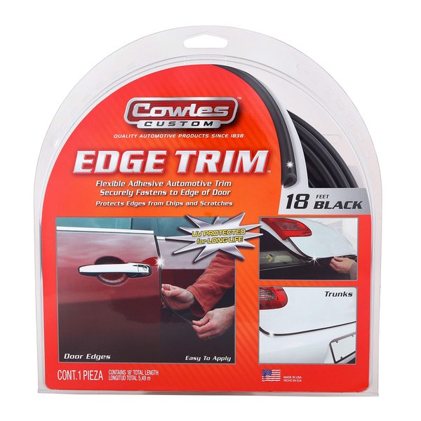 Cowles - Superior 18ft Black U-Channel Edge Guard Trim, Rubber Bumper Protector Accessory, Door Guard for Cars, Trucks, SUVs, ATVs, Boats