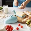 DOWAN Whale Butter Dish, Cute Butter Dish, Funny Gifts for Mom Wife Friends, Fish Bone Cutting Measuring Lines and Tail Non-slip Design, Ideal Decor Gift for Birthday Wedding Housewarming, Turquoise