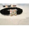 Generic Bow shaped hair tie pony tail holder with crystals (Primary color: Black/gray), 1 Count (Pack of 1)