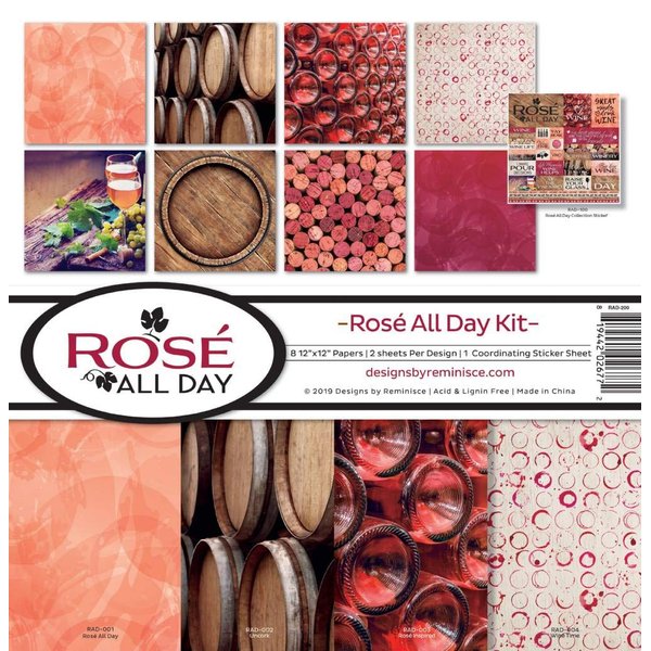 Reminisce Rosé All Day Scrapbook Collection Kit, Multi Color Palette, 12-x-12-Inch