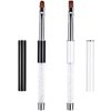 Ycyan 2Pcs Oval & Flat UV Gel Nail Brush Set Rhinestone Handle Professional Nail Art Design Brushes