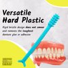 Denture Dart V4 Hard Plastic Denture Brush - Denture Gel Adhesive Remover - Remove Denture Gel Adhesive from Mouth & Gums, Oral Hygiene Products, Scraper w/Textured Grip and Rigid Bristles