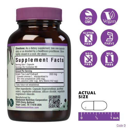 BlueBonnet EGCG Green Tea Leaf Extract Supplement, 120 Count