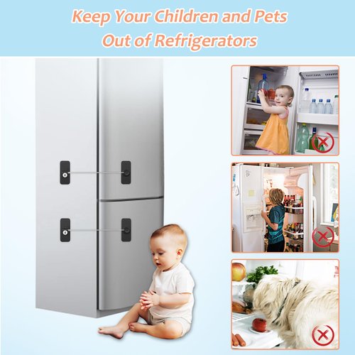 AOSITE Mini Fridge Locks for Kids No Drill Refrigerator Locks for Adults Cupboard Lock Child Safety Locks for Cabinets Drawer Locks Freezer Lock Baby Proofing (Black, 2)