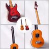 Toyvian 2Pcs Miniature Guitar Dollhouse Mini Musical Instrument Wood Bass Guitar Model Ornament for Fairy Garden Accessories Kids Play Toys Birthday Gifts Random Color