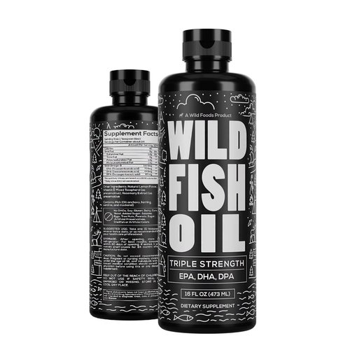 Wild Foods Liquid Omega 3 Fish Oil Supplement, Lemon, 16 oz (1 pk) | Wild Caught, Burpless, Odorless, Non-GMO, Gluten Free | DPA, DHA, EPA Triple Strength Heart & Joint Nutrition for Women & Men
