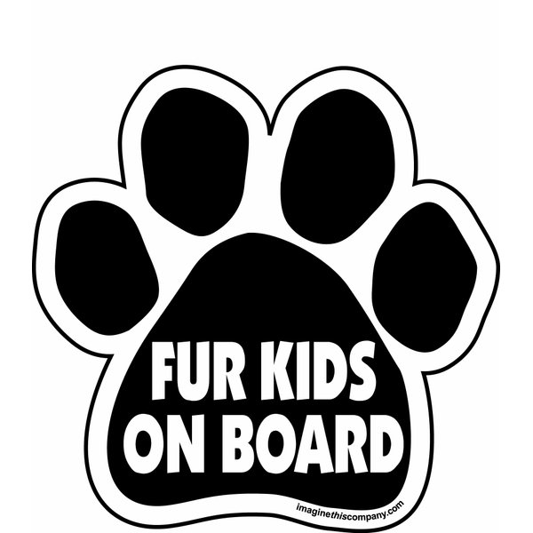 Imagine This Fur Kids on Board Paw Car Magnet, 5-1/2-Inch by 5-1/2-Inch
