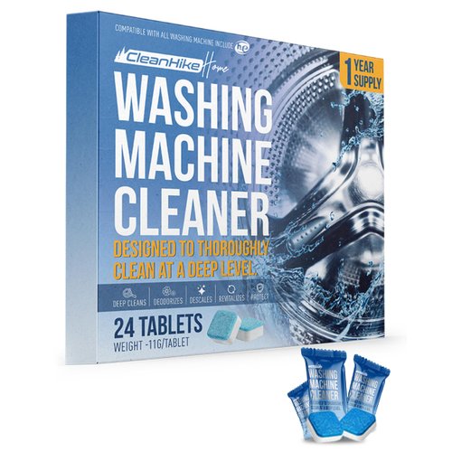 Washing Machine Cleaner Descaler Tablets - (24 Tablets, 1 Year Supply) Eco-Friendly Deep Cleaning Tablets for HE Front & Top Loader Washer, Remove Ordor Grime Buildup Residue Eliminator