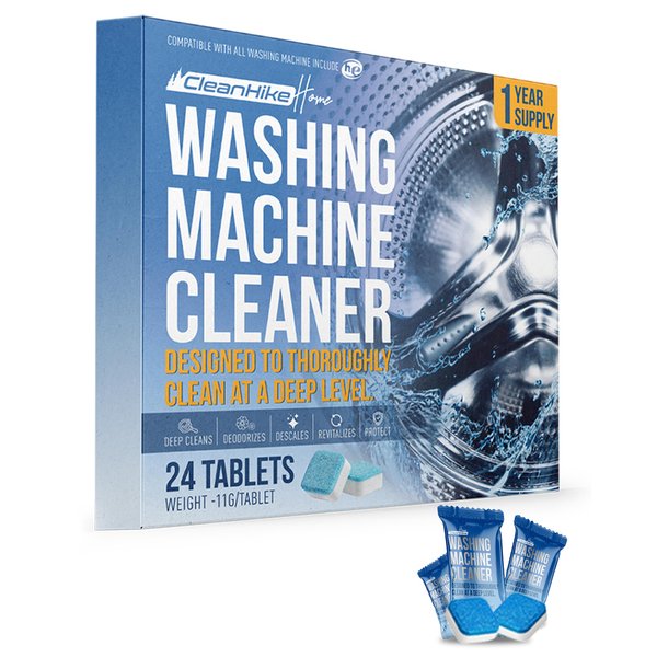 Washing Machine Cleaner Descaler Tablets - (24 Tablets, 1 Year Supply) Eco-Friendly Deep Cleaning Tablets for HE Front & Top Loader Washer, Remove Ordor Grime Buildup Residue Eliminator