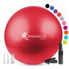 SmarterLife Workout Exercise Ball for Fitness, Yoga, Balance, Stability, or Birthing, Great as Yoga Ball Chair for Office or Exercise Gym Equipment for Home, Non-Slip Design (45 cm, Red)
