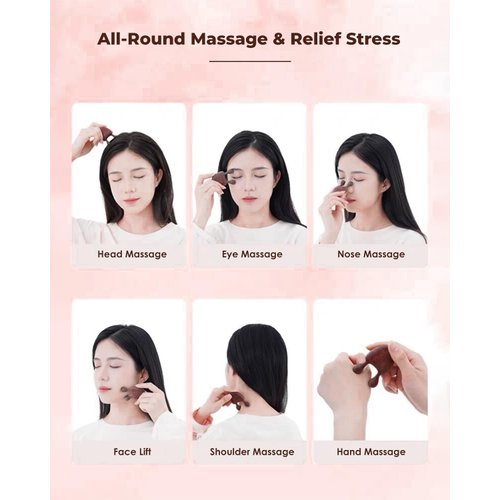 Melous Gua Sha Massager for Face, Natural Sandalwood Wooden Guasha Scraping Massage Tool for Face, Eye Neck Body Muscle Relaxing Prevents Wrinkles