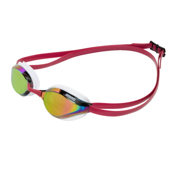ARENA Python Racing Swim Goggles for Men and Women, UV Protection, Anti-Fog, Dual Strap, Mirror Lens, Copper/White/Red Wine