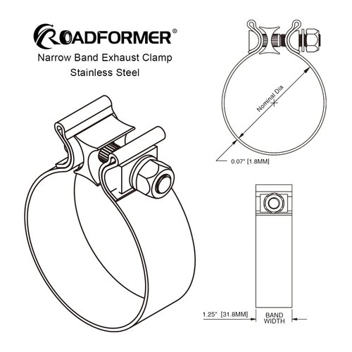 Roadformer 4" Exhaust Clamp Narrow Band Stainless Steel (2 Pack)