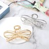 2 Pcs Metal Hair Claw Clips, 4.5 Inch Bow Hair Claw Clip Cute Claw Hair Clips Bowknot Hair Jaw Clip Styling Hair Accessories Barrettes Strong Hold Claw Clips for Thick Thin Hair - Gold, Silver