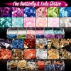FANDAMEI Acrylic False Nail Tips kit, 600 PCS Full Cover Clear Fake Nail Tips with Nail Glue, Nail Butterfly Glitter, Nail Foil Chip, AB Nail Rhinestones,Nail Clipper,Nail File, Nail Brush,Nail Buffer