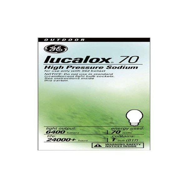 Ge+High+Pressure+Sodium+Bulb+Lucalox+70+W+5.43+In.+Med+Base+1900+K+22+Cri