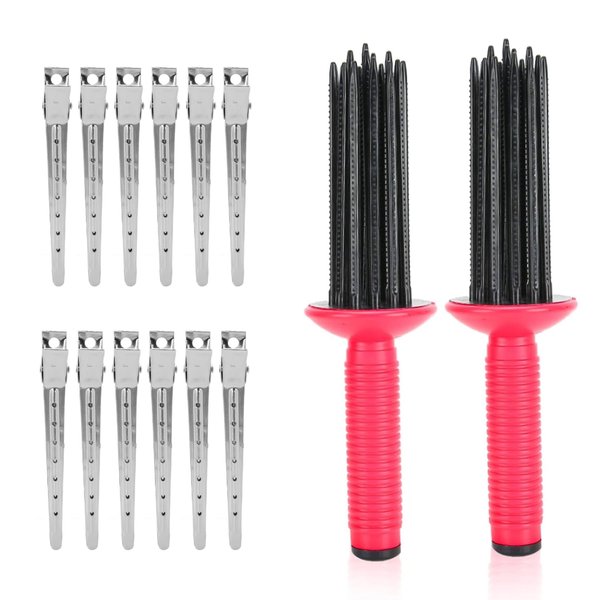 Curly Hair Styler Tool with 10 Hair Clips, Air Volume Comb, Hair Styler for Curly Hair, Hair Curler, Hair Fluffy Curling Roll Comb, Curly Hair Styler Tool Hair Combs
