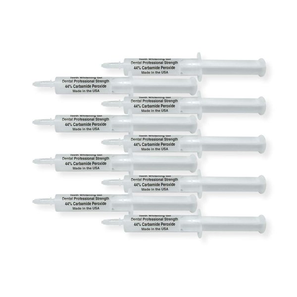 White Teeth Global (TM) 44% Carbamide Peroxide 10 (10cc) Syringes of Teeth Whitening Gel - (2) Trays - (1) Shade Guide - (1) Instructions Sheet - at Home Teeth Whitening - 2 Year Shelf Life!
