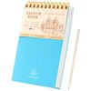 Sketchbook for Drawing Top Spiral Bound Sketch Pad for Kids 5.5" x 8.5" Hardcover Sketch Book(68lb/100gsm) Small Artist Drawing Blank Paper Notebook for Painting Sketching Pad with Pencil, Blue