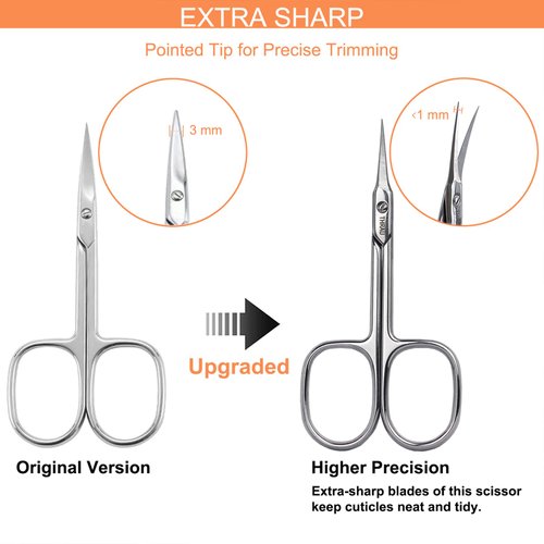 THRAU Cuticle Scissors Extra Fine for Women and Men, Profession Stainless Steel with Precise Pointed Tip Grooming Blades, Manicure, Pedicure, or Trim Nail, Eyebrow, Eyelash, and Dry Skin