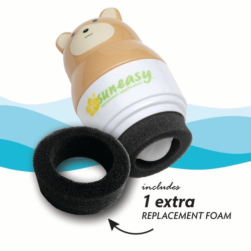 Sun-Easy Sunscreen Applicator, Refillable Roll-On with Sponge for Kids and Babies, Fun, Fast and Mess-Free application, Holds 100 ml, Bear/Green Cap