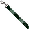 Dog Leash Mini Checker Black Gray 3 Green 6 Feet Long 1.0 Inch Wide