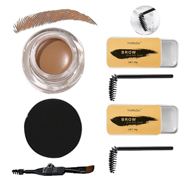 TinMeZor Brow pomade - Eyebrow pomade -Brow pomade brown- eyebrow stencils-eyebrow stamp- eye brow stencil kits-eyebrow dye for women-Long Lasting Waterproof eyebrow color,brow soap and pomade kit
