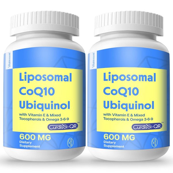 Liposomal CoQ10 600 mg Softgel Ubiquinol, Highest Absorption, Coenzyme Q10 Ubiquinol with Vitamin E, Omega 3 6 9 & Mixed Tocopherols, Co Q10 Supplement for Powerful-Antioxidant,120 Softgels
