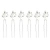 Wedding Hair Pins Silver Bridal Hair Pins for Women Girls Bridesmaids Rhinestone Hair Clip Pearl Crystal Jewelry Hair Pins Flower Bride Hair Pins Vintage Hair Accessories Bulk Leaf Hair Pins(6 Pieces)