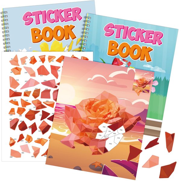 Pasimy 2 Pcs Sticker Crafts for Age 4-8 Kids Sticker by Number Sticker Paint Books Stickers Puzzle Books for Home School Classroom Party Gift Supplies, 20 Images to Sticker(Flower, Plant)