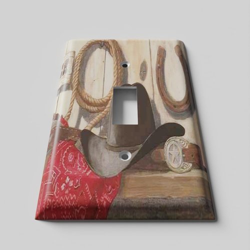 SnazzySwitch Cowboy Hat 'n' Horseshoe Decorative Light Switch Cover - Single Toggle Wall Plate