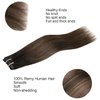 Balayage Human Hair Clip in Hair Extensions with Invisible PU Skin Weft Dark Brown Mixed Ash Brown Remy Hair Seamless Clip in Real Human Hair 30g 5pcs 16 Inch