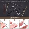 Wokape 420Pcs 2" Bobby Pins and 2.4" U Shaped Hair Pins with Black Rubber Bands Soft Elastic Bands Assortment Kit, Blonde Hair Pins for Buns Women Girls with Storage Box
