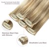 FUBILI Clip in Extensions 18 Inch Real Human Hair Light Blonde Highlighted Golden Blonde Remy Hair Extensions 5 Pieces Clip in Blonde Hair Extensions for Women 30g