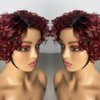 Iianaebeh Short Curly Human Hair Wigs for Black Women, Side Part Wig, Pixie Cut Brazilian Remy Human Hair, Deep Curly None Lace Front Ombre Blonde Wigs (T99j)
