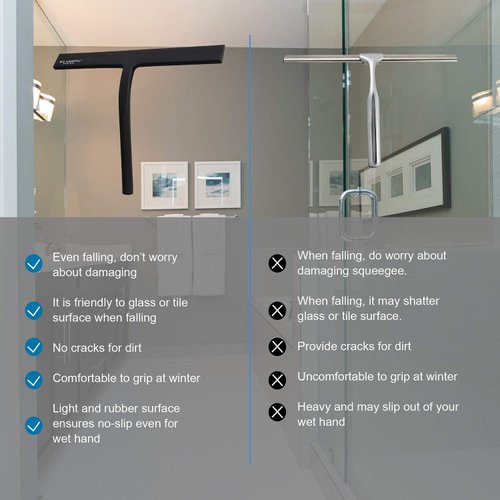 Silicone Rubber Blade & Hook Shower Window Squeegee 11" in Width Silicone Car Squeegee Bathroom Squeegee for Shower Squeegee for Shower Doors Car Window