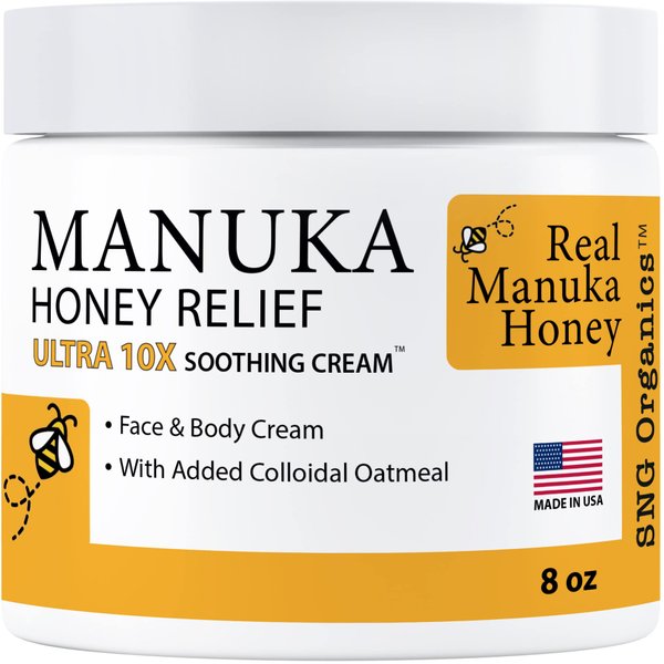 Manuka Honey Cream (8oz) Body Lotion Skincare Relief - Eczema Honey Cream for Psoriasis, Itchy, Dry Skin - Face Moisturizer For Kids, Adults, Baby Eczema Cream with Manuka Honey New Zealand