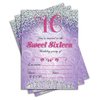 JT Studios Sweet 16 Sixteen Birthday Party Double Sided Purple Invitations, Set of 25 5x7 Girl's 16th Birthday Invitations includes Envelopes